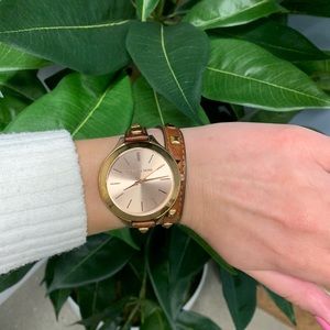 Michael Kors Runway Leather Studded Wrap Watch